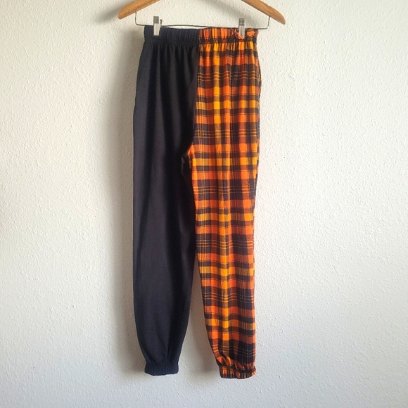 shosho Pants - Shosho Jogger Pants, Size Small, Orange and Black Plaid